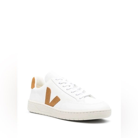 Veja Shoes - Veja V-12 Lowtop Lace Up Sneakers Tennis Shoes Womens White Camel EU 39 US 8